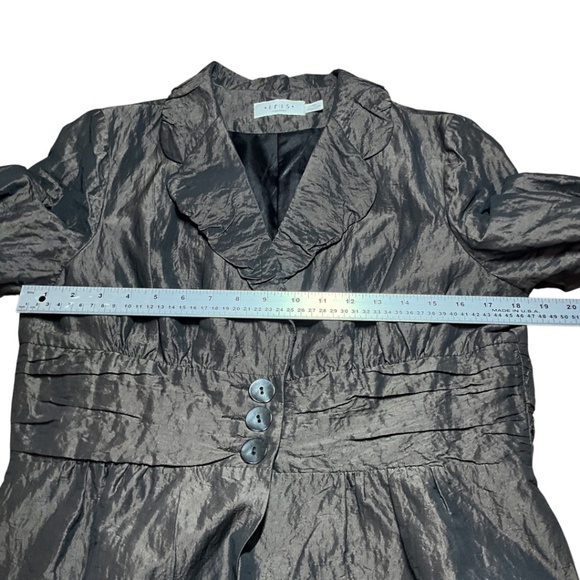 IRIS SETLAKWE Brown Fully Lined Peplum Crinkle Blazer MADE IN CANADA Sz 12 - Picture 5 of 8